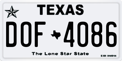 TX license plate DOF4086