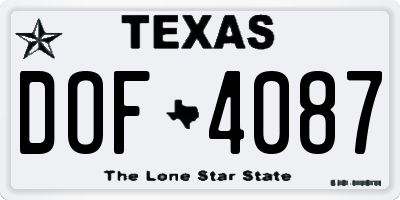 TX license plate DOF4087