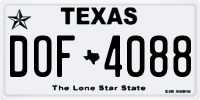 TX license plate DOF4088