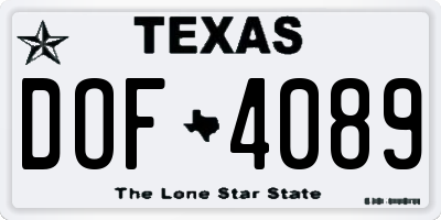 TX license plate DOF4089