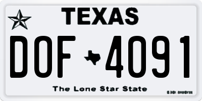 TX license plate DOF4091