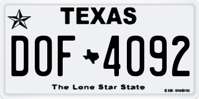 TX license plate DOF4092