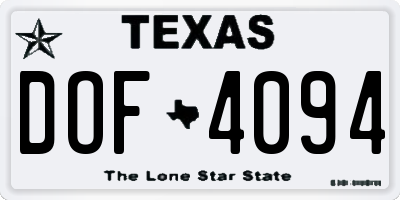 TX license plate DOF4094