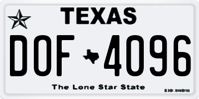 TX license plate DOF4096