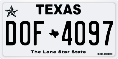 TX license plate DOF4097