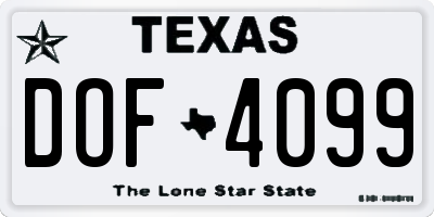 TX license plate DOF4099