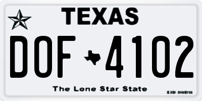 TX license plate DOF4102