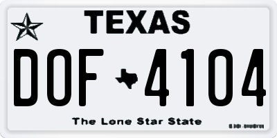 TX license plate DOF4104