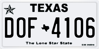 TX license plate DOF4106