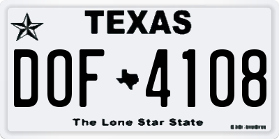 TX license plate DOF4108