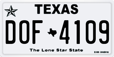 TX license plate DOF4109