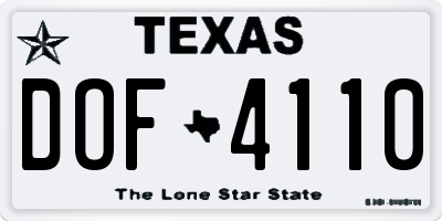 TX license plate DOF4110