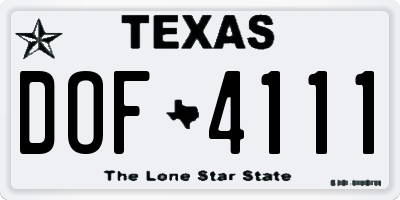 TX license plate DOF4111