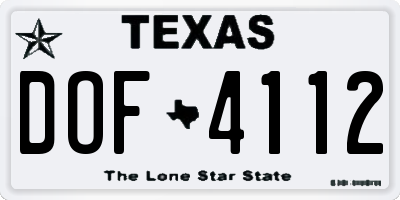 TX license plate DOF4112