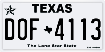 TX license plate DOF4113