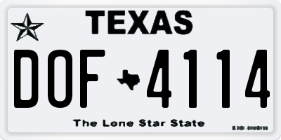 TX license plate DOF4114