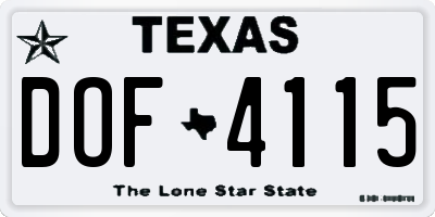 TX license plate DOF4115