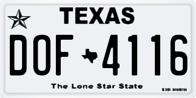 TX license plate DOF4116