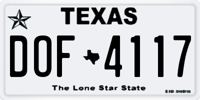 TX license plate DOF4117
