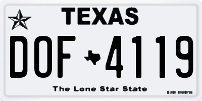 TX license plate DOF4119