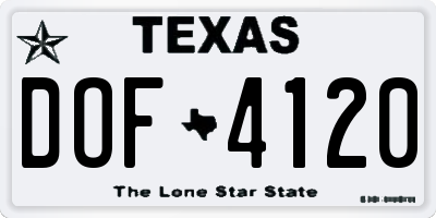 TX license plate DOF4120