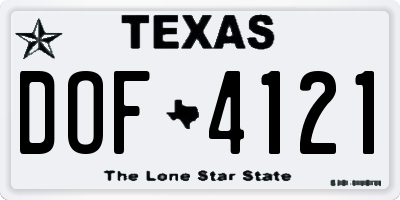 TX license plate DOF4121
