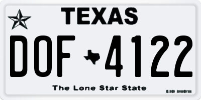 TX license plate DOF4122