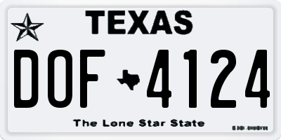 TX license plate DOF4124