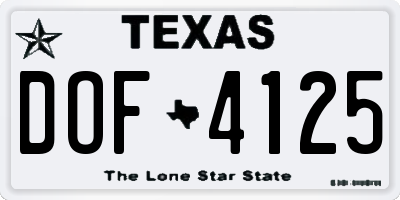 TX license plate DOF4125