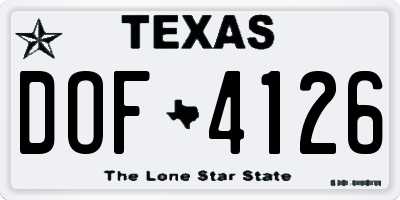 TX license plate DOF4126