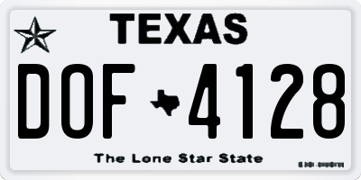 TX license plate DOF4128