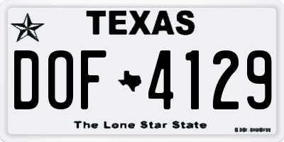 TX license plate DOF4129