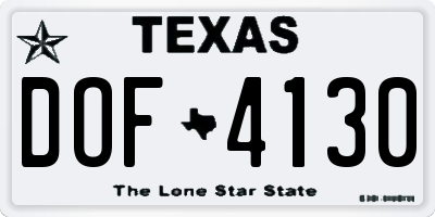 TX license plate DOF4130