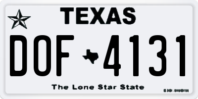 TX license plate DOF4131