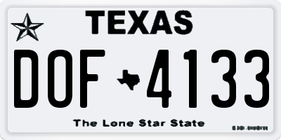 TX license plate DOF4133