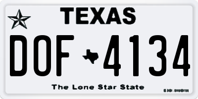 TX license plate DOF4134
