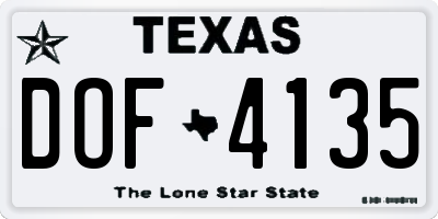 TX license plate DOF4135