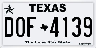 TX license plate DOF4139