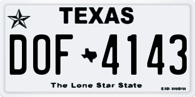 TX license plate DOF4143