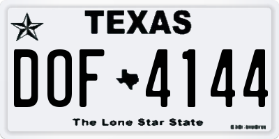 TX license plate DOF4144