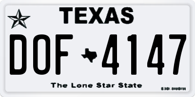 TX license plate DOF4147