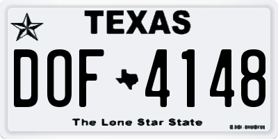 TX license plate DOF4148