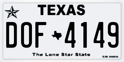 TX license plate DOF4149