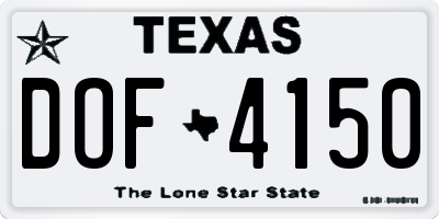 TX license plate DOF4150