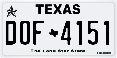 TX license plate DOF4151