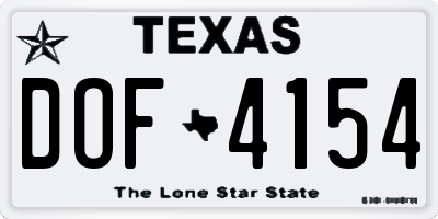 TX license plate DOF4154