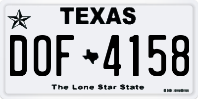 TX license plate DOF4158
