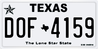 TX license plate DOF4159