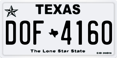 TX license plate DOF4160