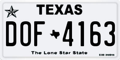 TX license plate DOF4163